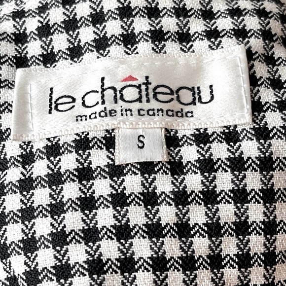 Vintage 90s Le Chateau Made in Canada Black & White Checkered Blazer. Women Sm - Picture 7 of 7